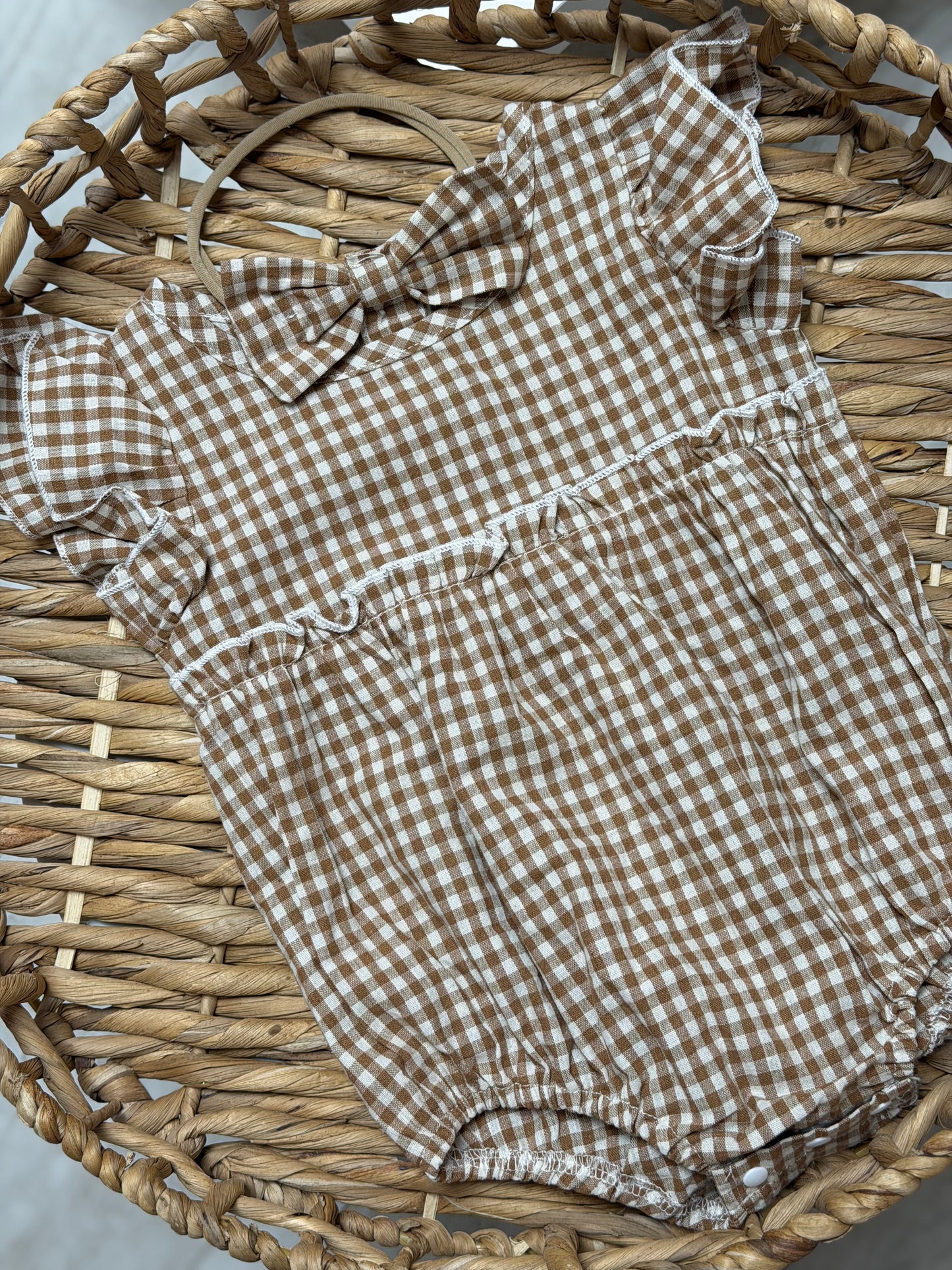 Nude Gingham Romper