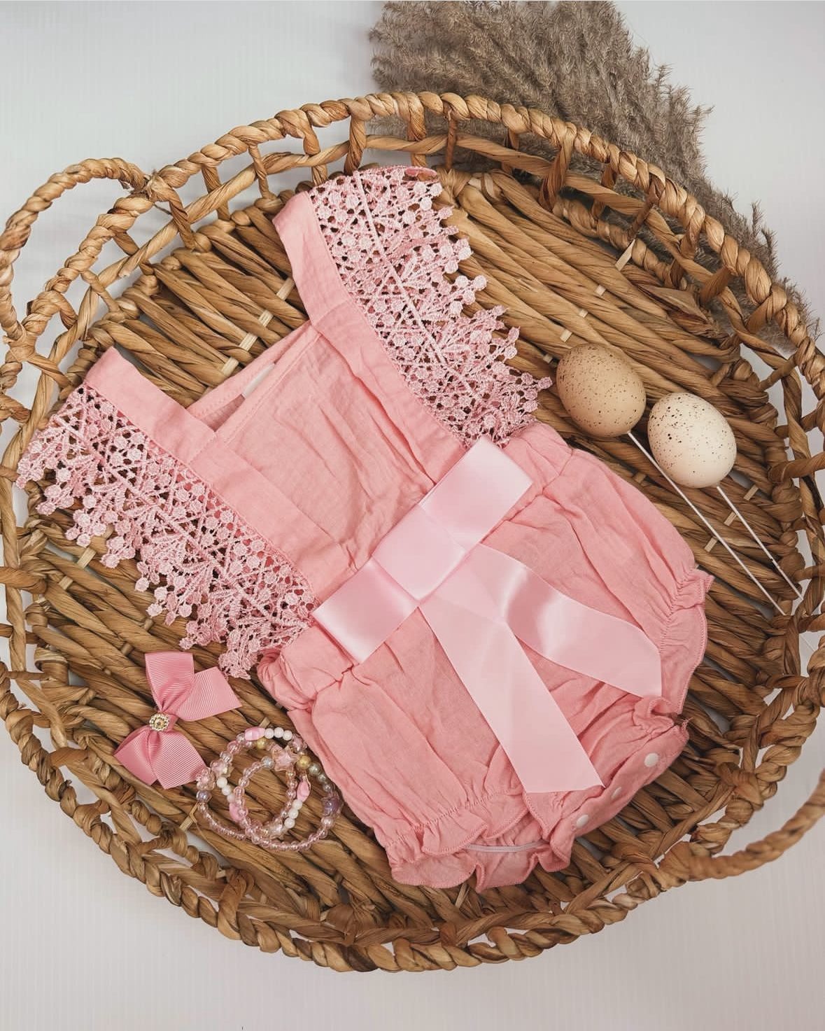 Pink Crochet Romper