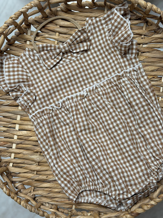 Nude Gingham Romper