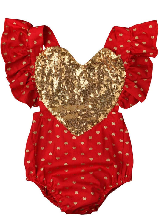 Valentine Gold Heart Romper (Sale)